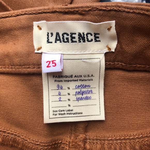 L’ AGENCE Jeans Size 25 Margot High Rise Coated Skinny Java Fall Boho Western - Picture 7 of 11